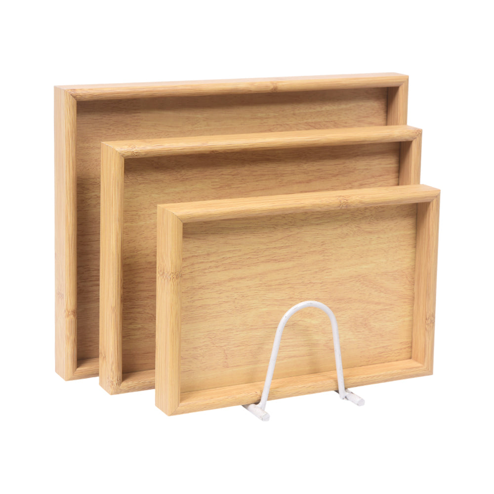 TRAY SET 3PC WOODEN RECTANGULAR J6