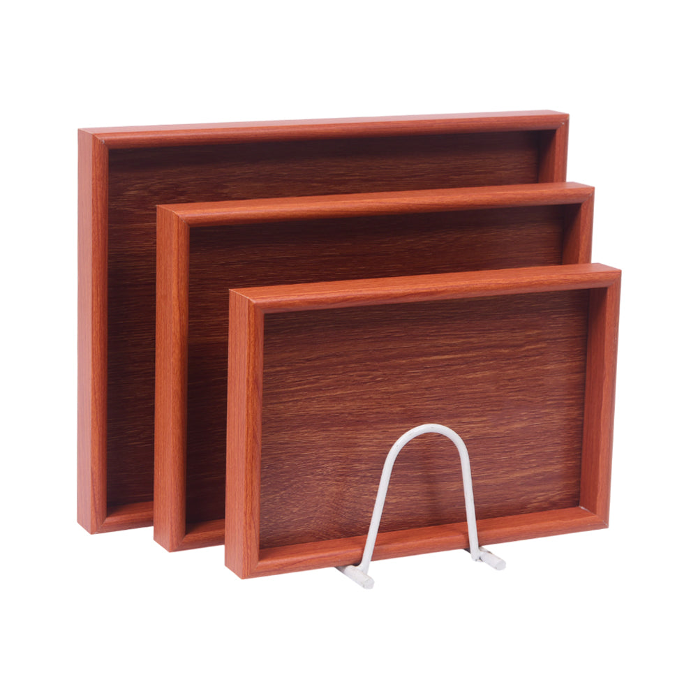 TRAY SET 3PC WOODEN RECTANGULAR J7