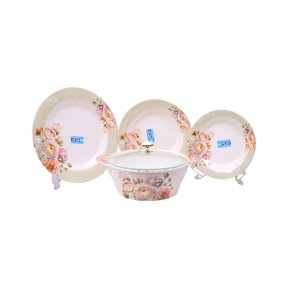 DINNER SET 80PC MELAMINE SILVER DOUBLE GLAZED NO11