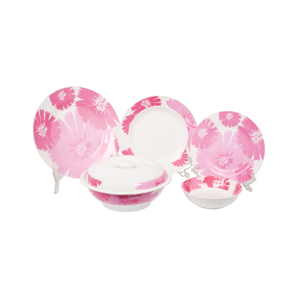 DINNER SET 51PC MELAMINE ROUND JUBILEE PINK