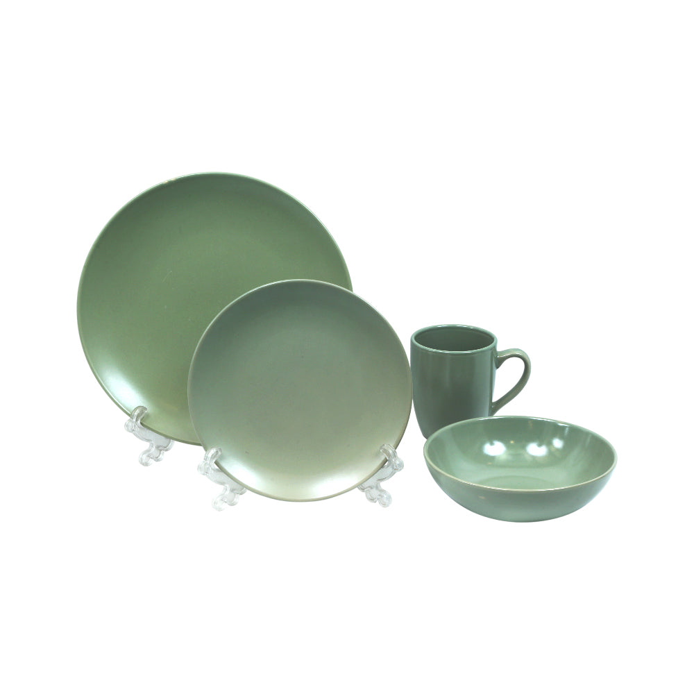 BREAKFAST SET 16PC STONEWARE GREEN FT