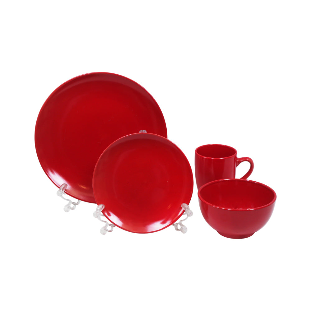 BREAKFAST SET 16PC STONEWARE RED FT