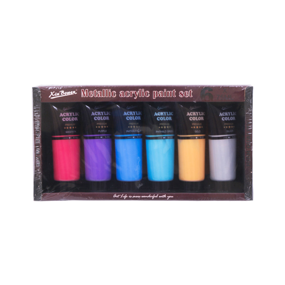 XBW0616M-6 METALLIC ACRYLIC 6PC SET 75ML