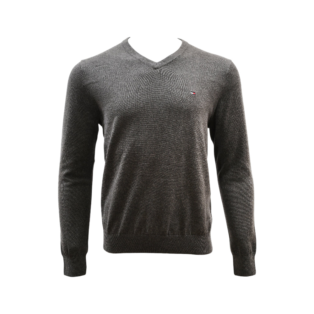 TH MEN L/S V-NECK SWEATER 7868327-030 GRY L (IRW)
