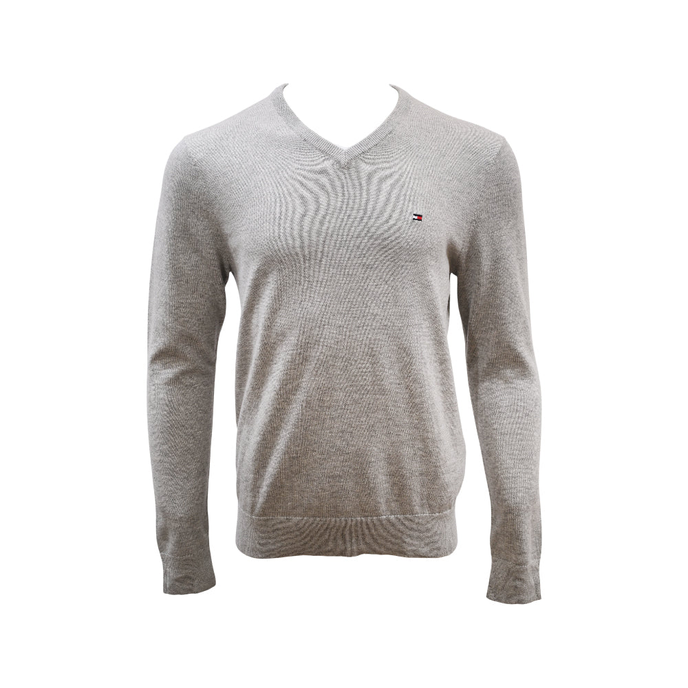 TH MEN L/S V-NECK SWEATER MW14745-023 GRY L (IRW)