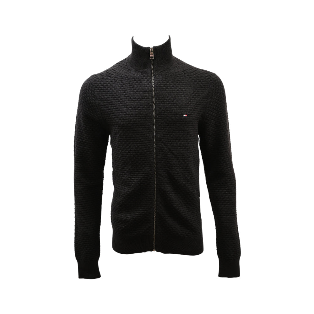 TH MEN L/S F-ZIPPER SWEATER MW37960-001 BLK S (IRW)