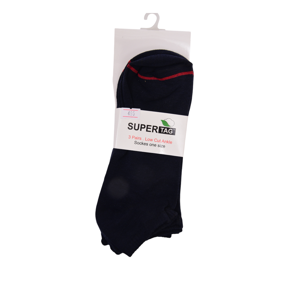 SUPER TAG LOW CUT SOCKS PLAIN NAVY P3