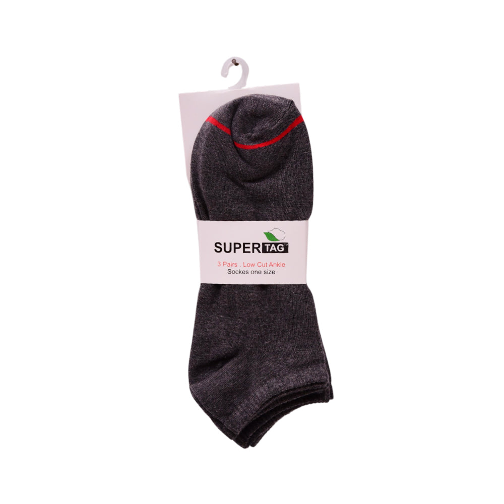 SUPER TAG LOW CUT SOCKS PLAIN CHRCOL GREY P3