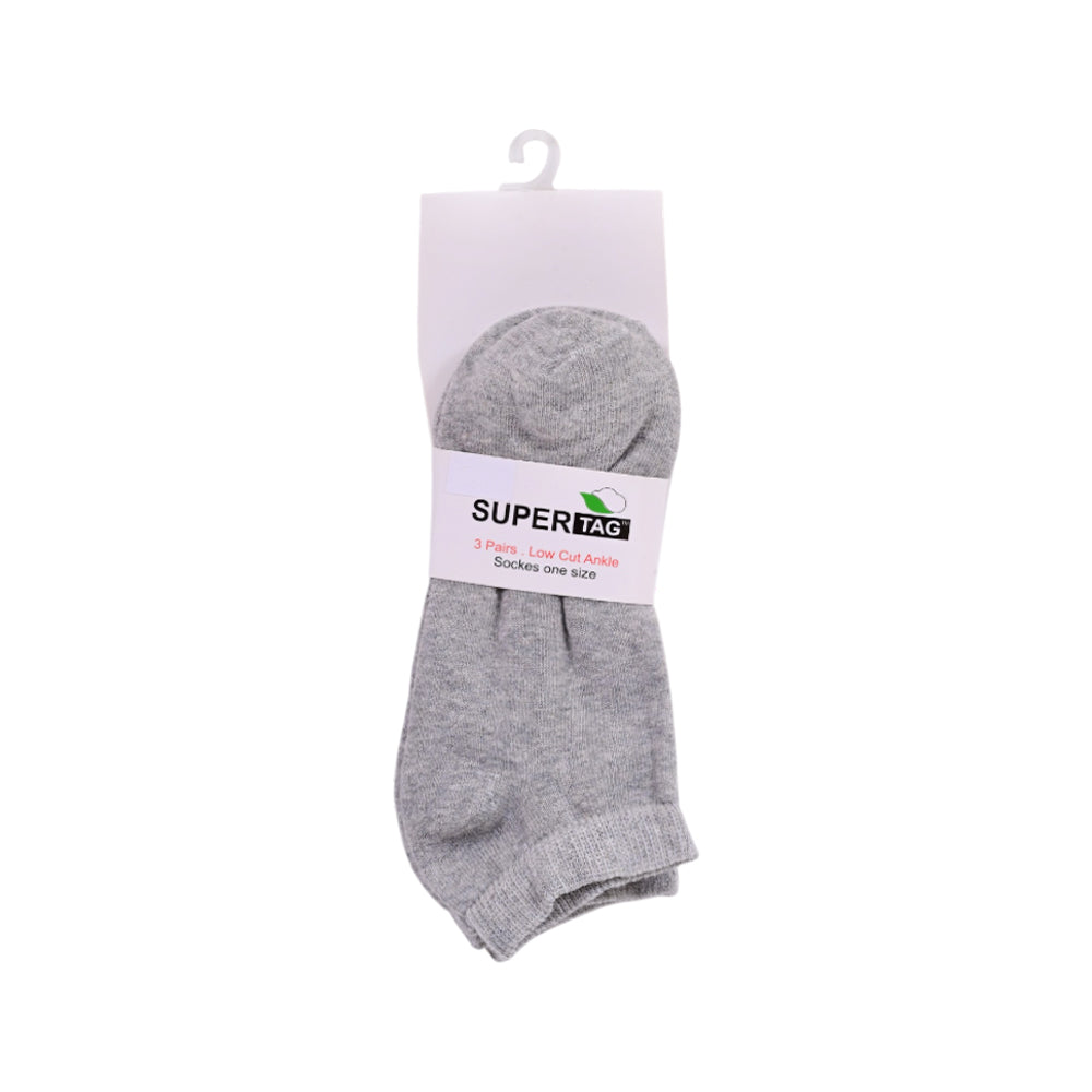 SUPER TAG LOW CUT SOCKS PLAIN HETHR GREY P3