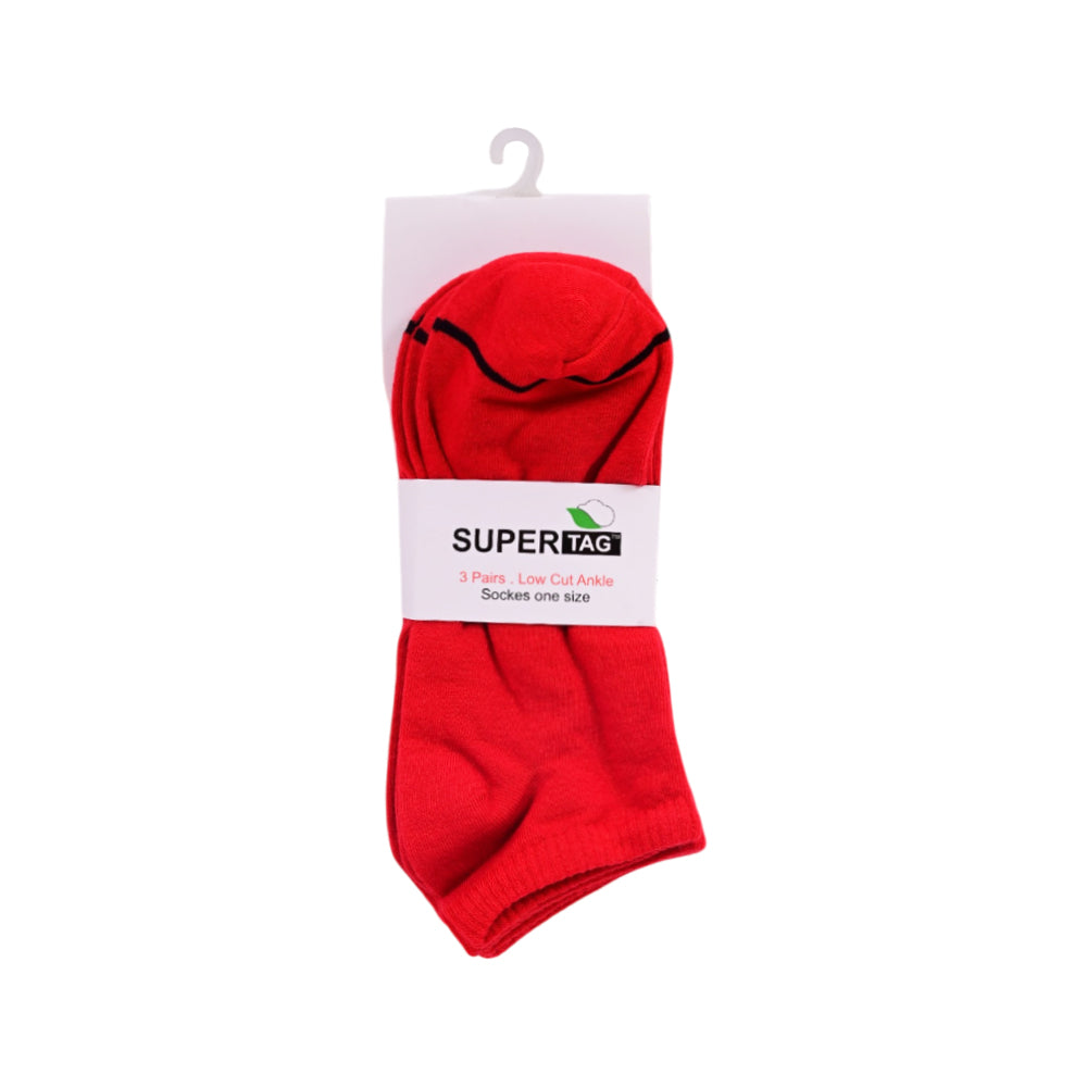 SUPER TAG LOW CUT SOCKS PLAIN RED P3
