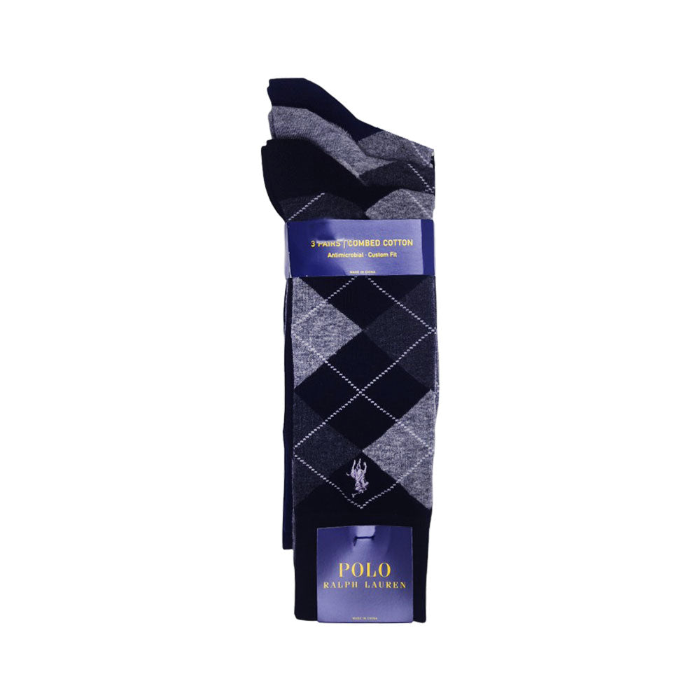 RL MEN DRESS SOCKS P-3 8091PK BLK/GRY (IR)