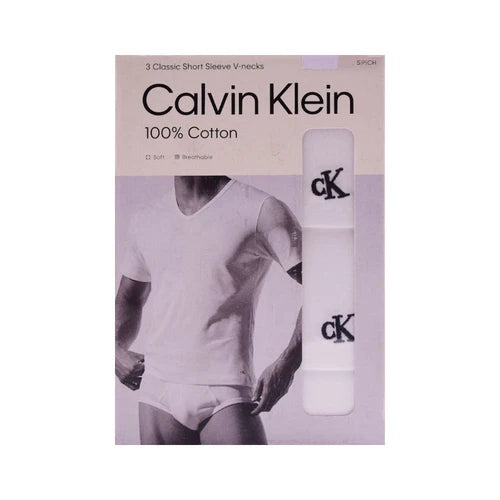 CK MEN S/S V.NECK UNDERSHIRT P-3 NB4052-110 WHT IR