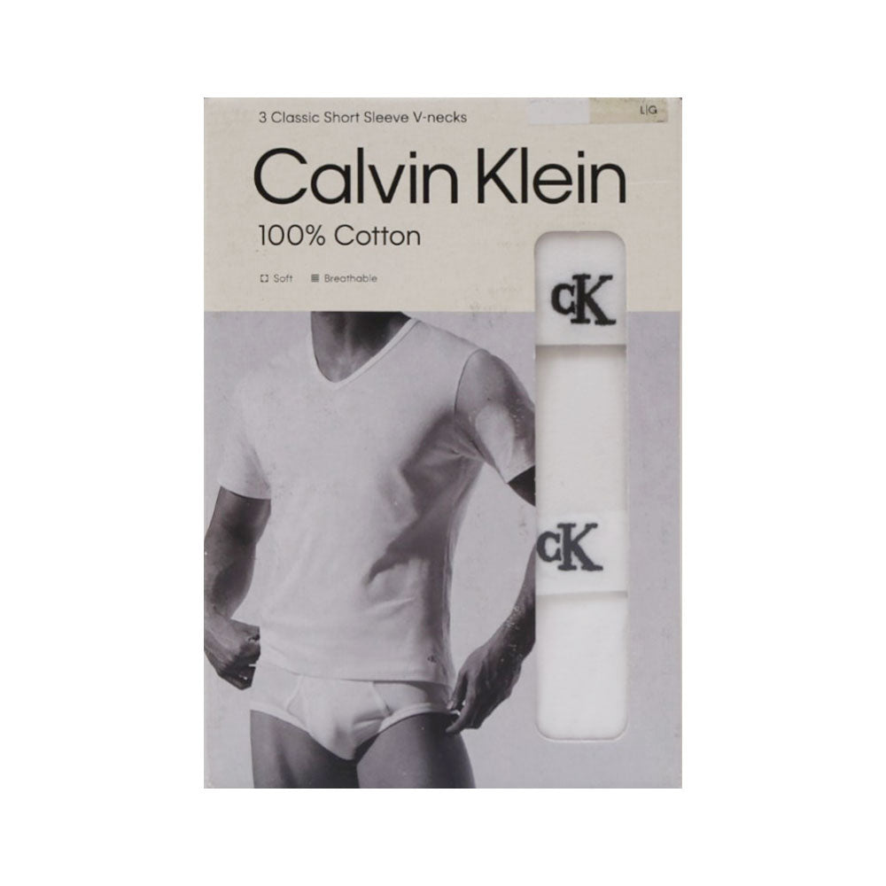 CK MEN S/S V.NECK UNDERSHIRT P-3 NB4052-110 WHT L IR