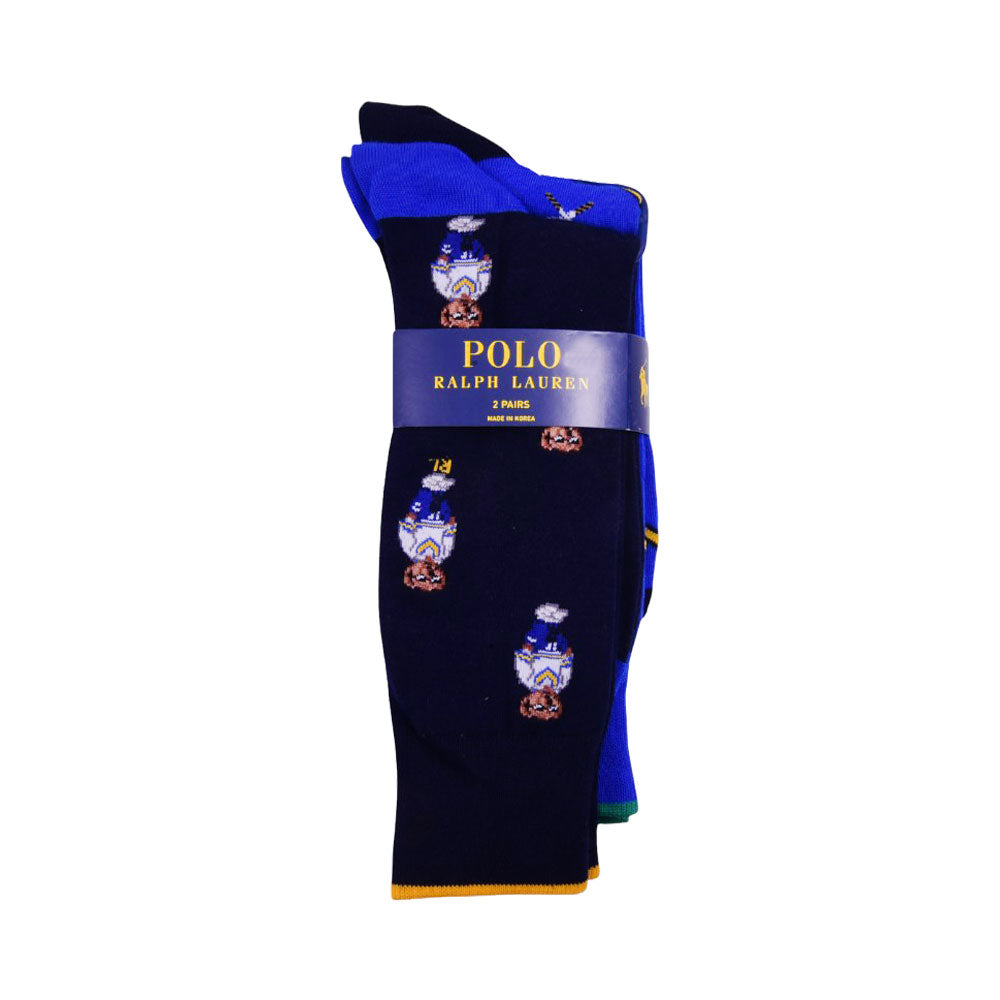 RL MEN BEAR DRESS SOCKS P-2 899947PKM NVY (IR)