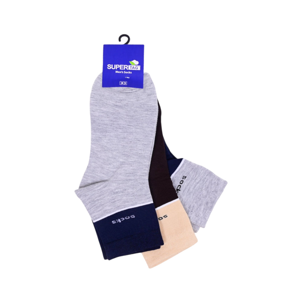 SUPER TAG HIGH ANKLE SOCKS STRIPE 3P