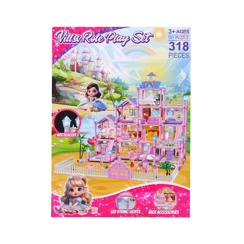 BTX602 MUSICAL PINK DOLL HOUSE 298PCS A.I