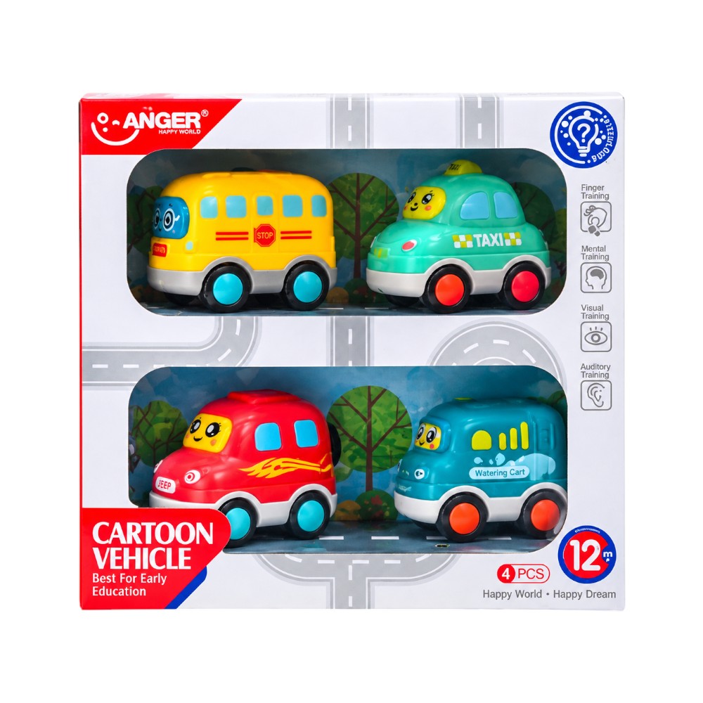 HE0539 MUSICAL CARTOON CAR 4PCS A.I