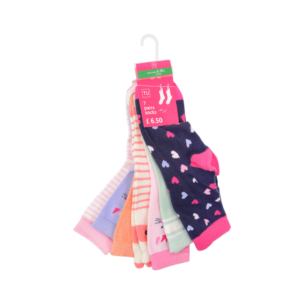 GIRLS SOCKS PACK OF 7 CHI MZW-25 6-8 YEAR RMB112