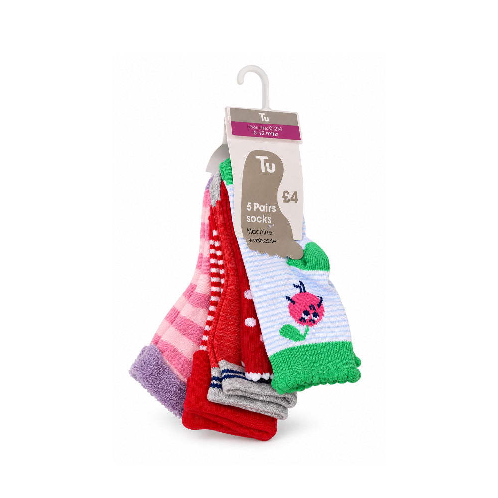 GIRLS SOCKS PACK OF 5 CHI MZW-25 6-12M RMB80