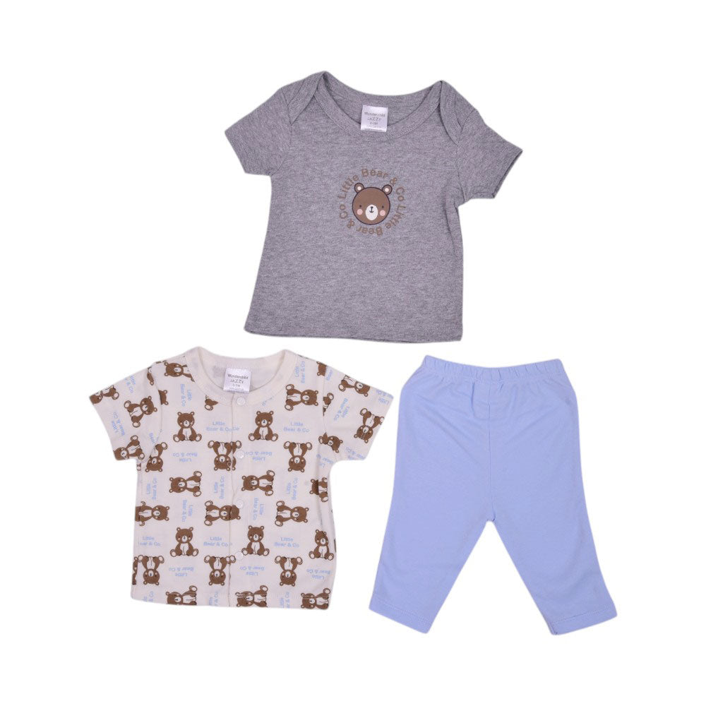 BOYS S/S 3PC PAJAMA SUIT MZW-25 0-3M 247-031 THAI