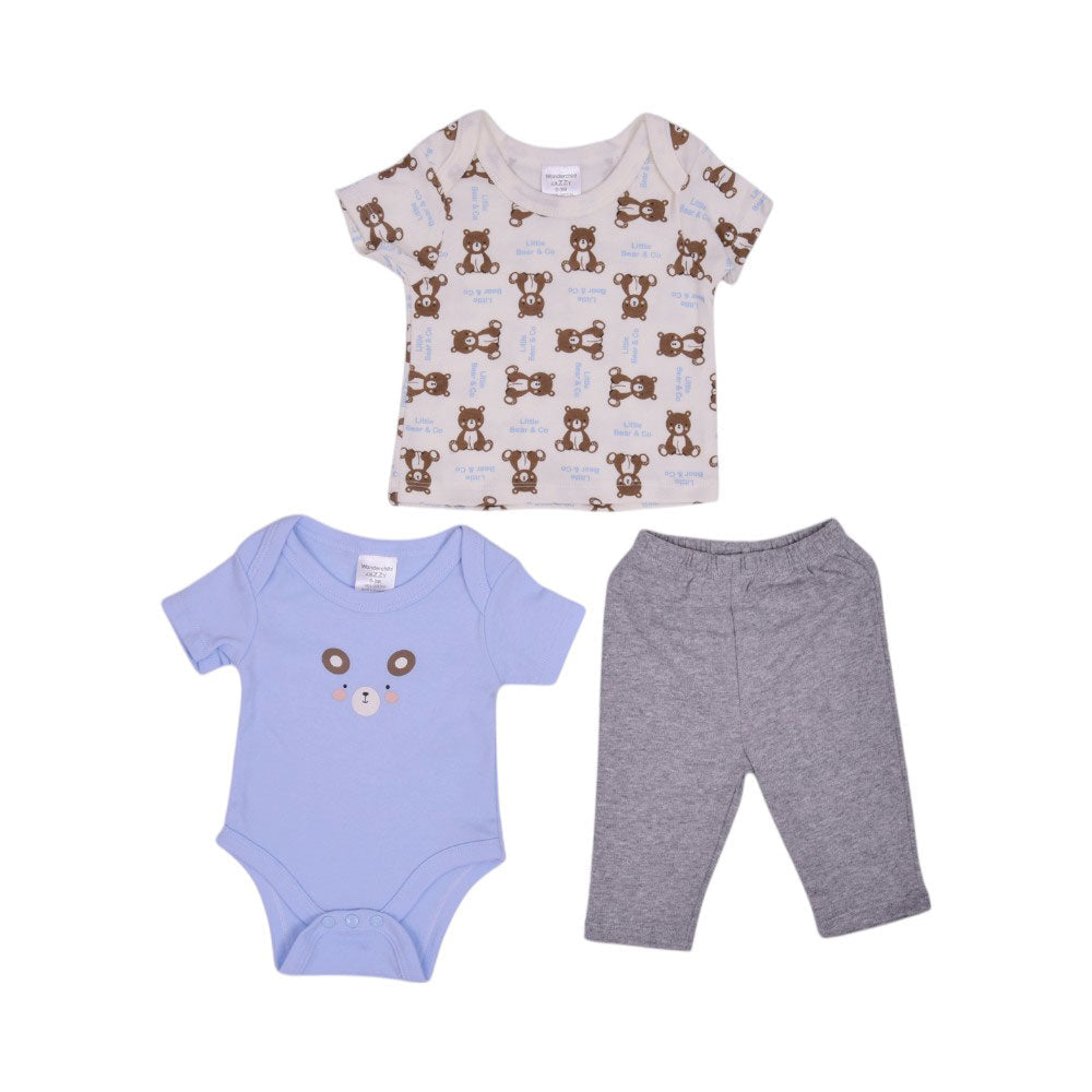 BOYS S/S 3PC PAJAMA SUIT MZW-25 0-3M 247-032 THAI