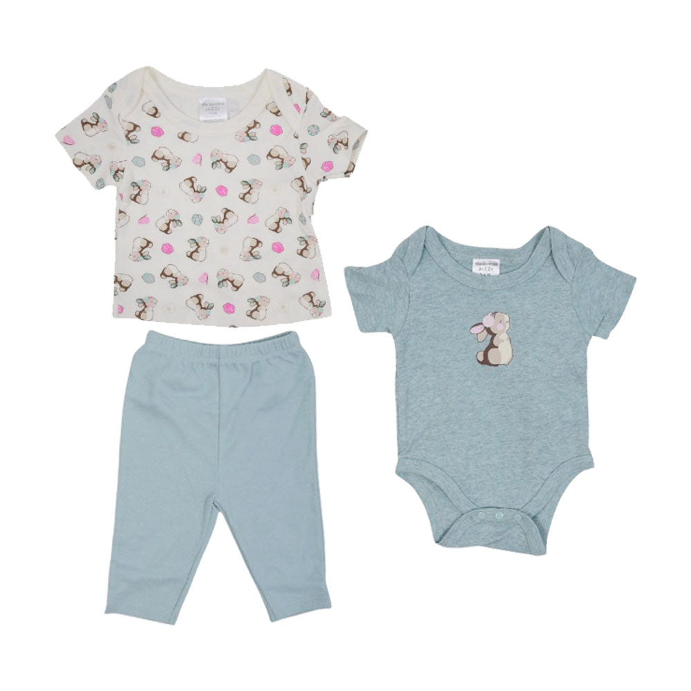 GIRLS S/S 3PC PAJAMA SUIT MZW-25 3-6M 247-087 THAI