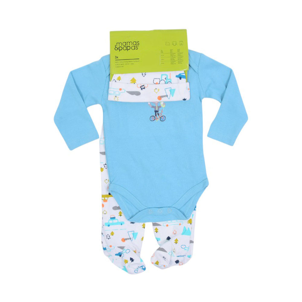 BOYS L/S 3PC PAJAMA SUIT L/W MZS-25 3-6M M&P004