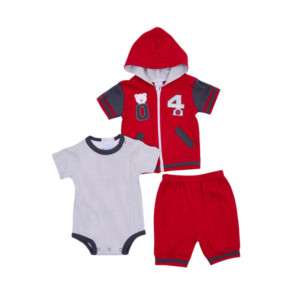 BOYS S/S 3PC KNICKER SUIT HOODED MZS-25 3-6M 007A