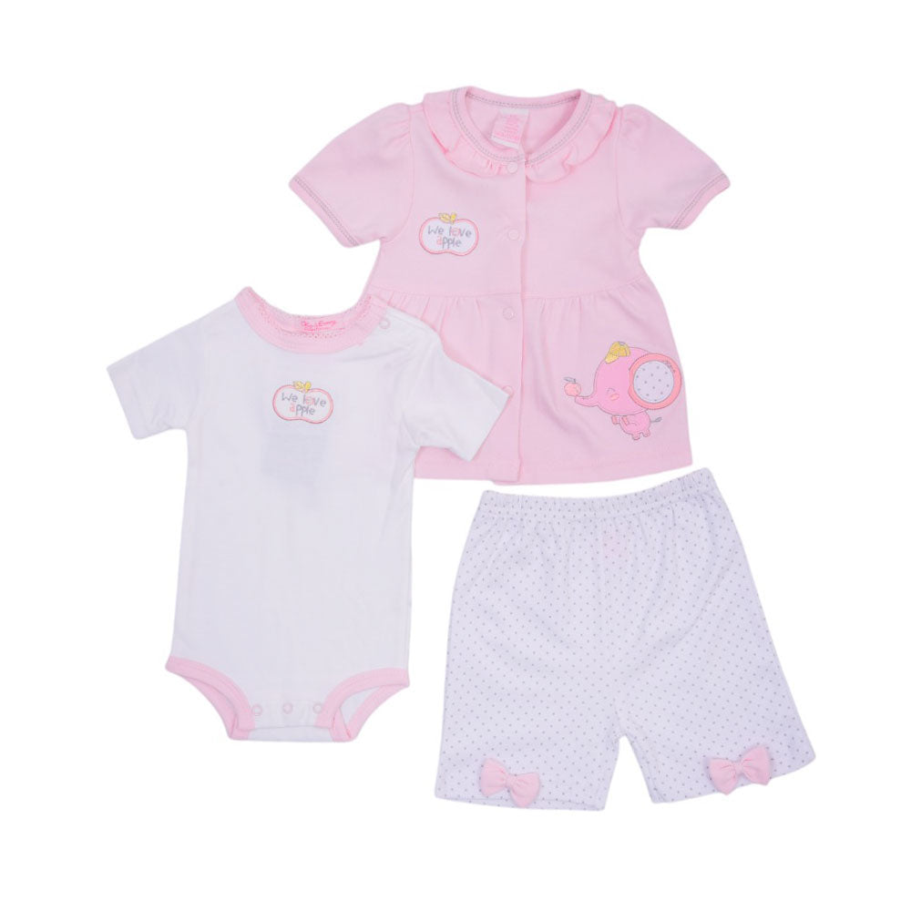 GIRLS S/S 3PC KNICKER SUIT MZS-25 6-9M 007B