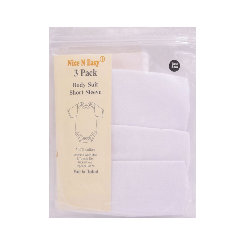 H/S BODY SUIT 3PC PACK WHITE NICE & EASY MZS-25 N.B HC03