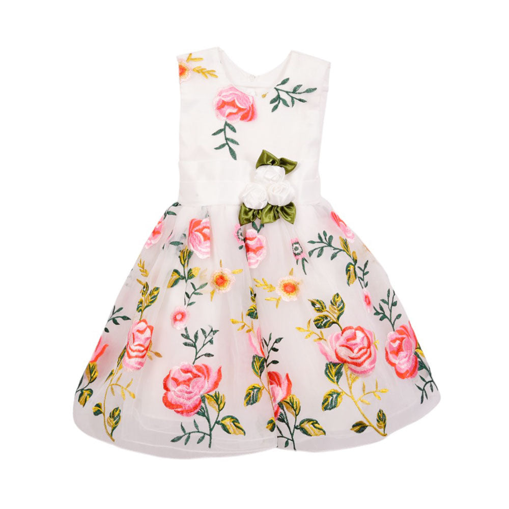 GIRLS S/L FANCY FROCK MZS-25 3-4 YEAR A19 W.G