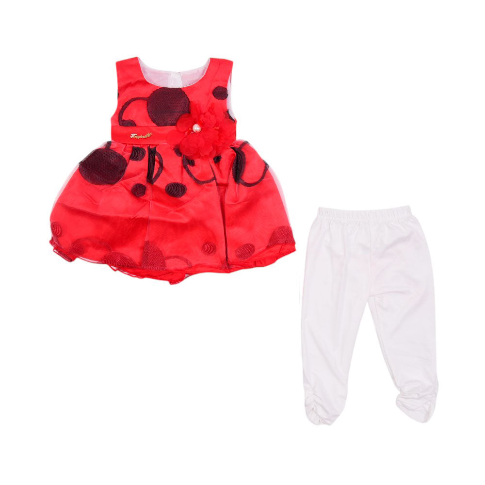 GIRLS S/L 2PC FANCY FROCK MZS-25 6-9M A26 W.G