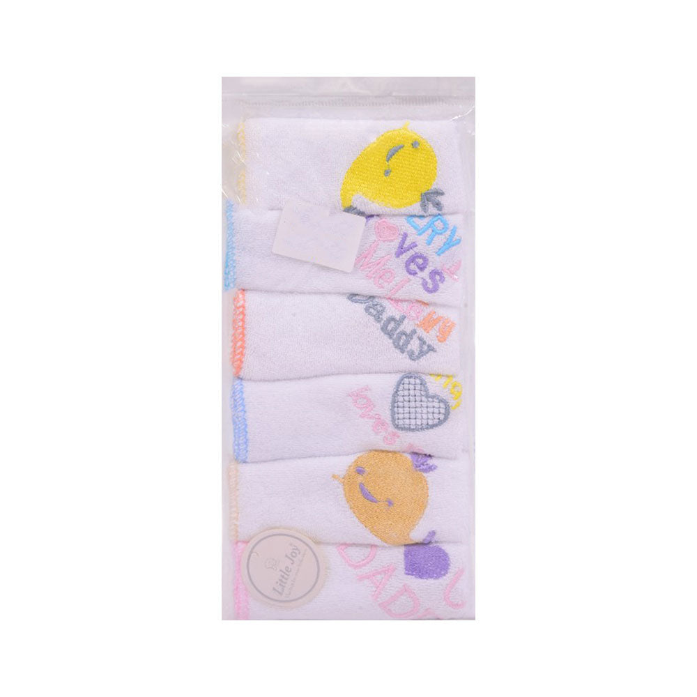 BABY FACE TOWEL PACK OF 6 WHITE EMB MZS-25