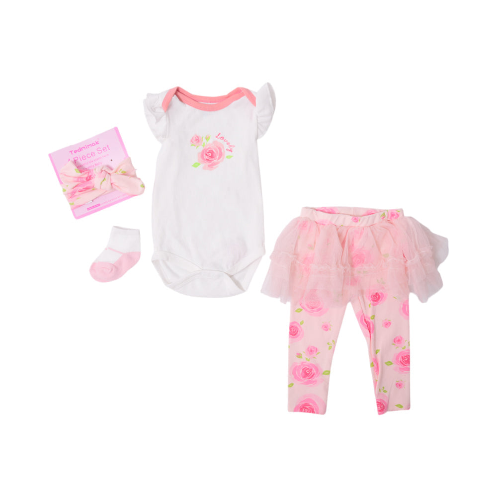 GIRLS CAP SLEEVE 4PC TIGHT SUIT MZS-25 6-9M D8 W.G