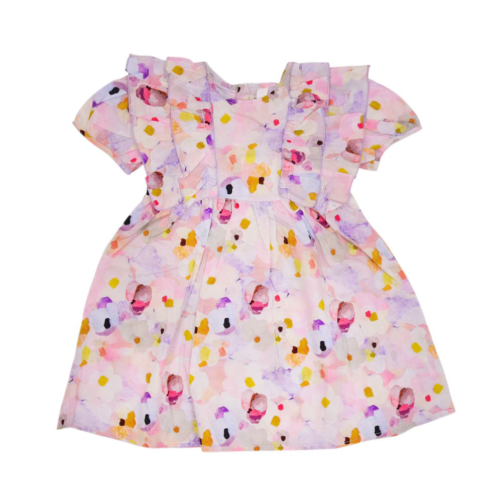 GIRLS S/S PRINTED FROCK MZS-25 2-3 YEAR A-1 W/G