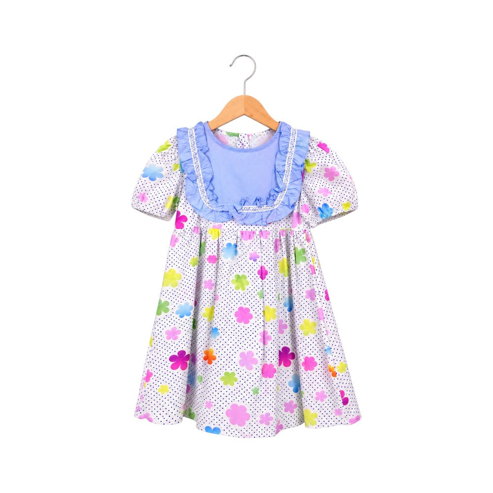 GIRLS S/S PRINTED FROCK MZS-25 4-5 YEAR A-3 W/G