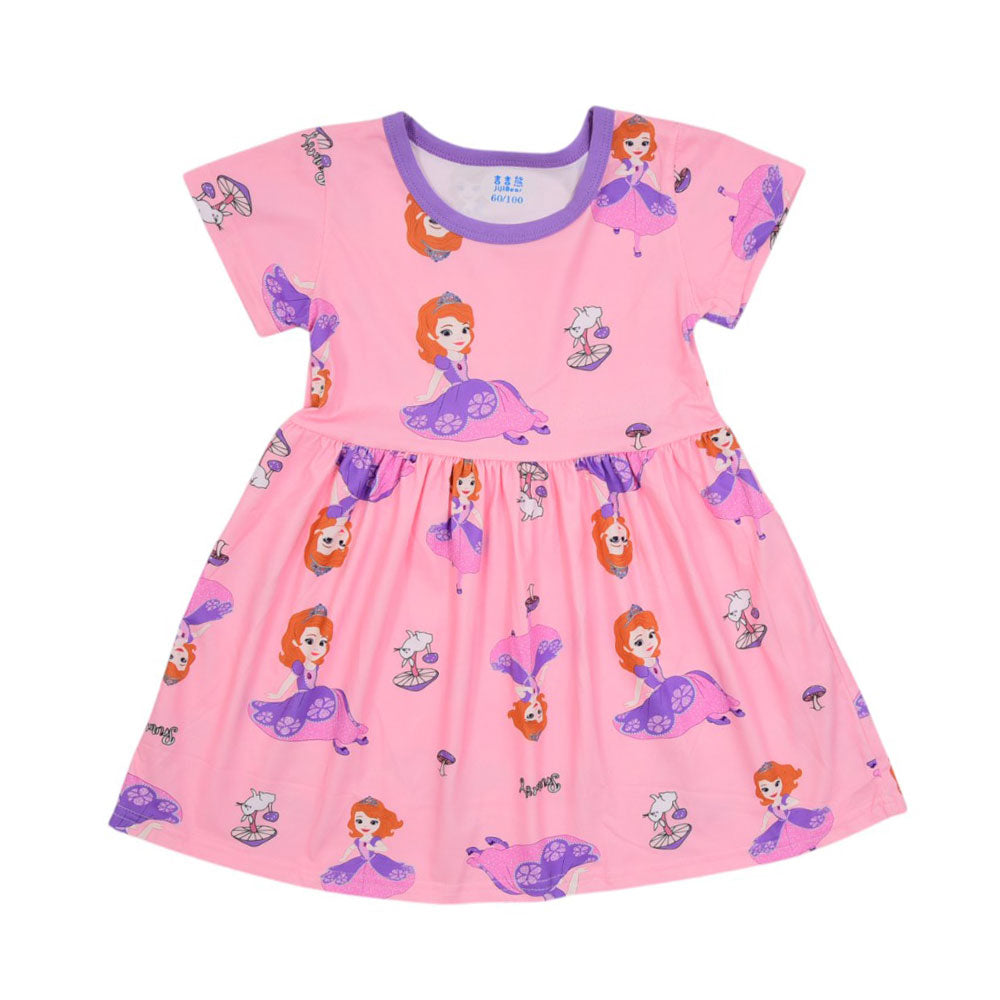 GIRLS S/S PRINTED FROCK MZS-25 2-3 YEAR F-1 W/G