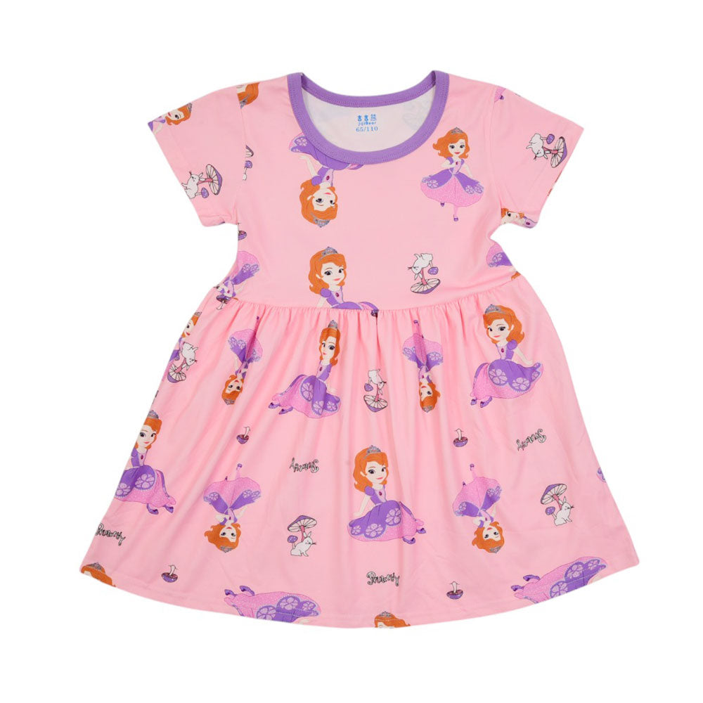 GIRLS S/S PRINTED FROCK MZS-25 3-4 YEAR F-1 W/G