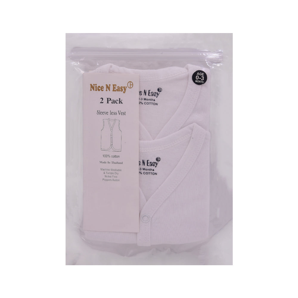 L/S VEST FRONT OPEN 2PC PACK NICE & EASY MZS-25 0-3 HC02