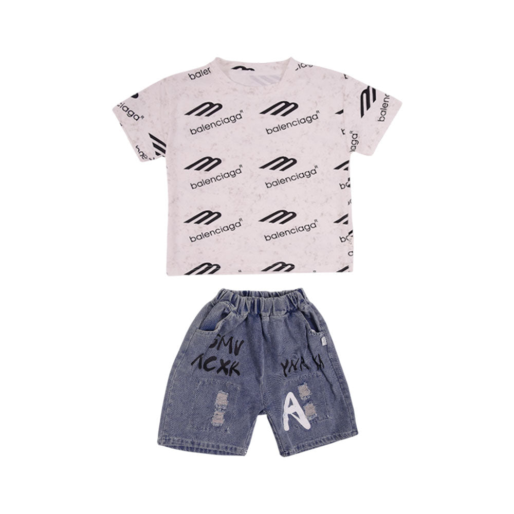 BOY S/S 2PC KNICKER SUIT MZS-25 4-5 YEAR 01010 W/G