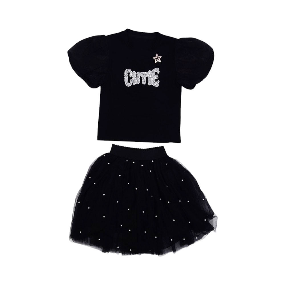 GIRLS S/S 2PC BLOUSE SKIRTS SUIT MZS-25 4-5 YEAR S-00017 W/G