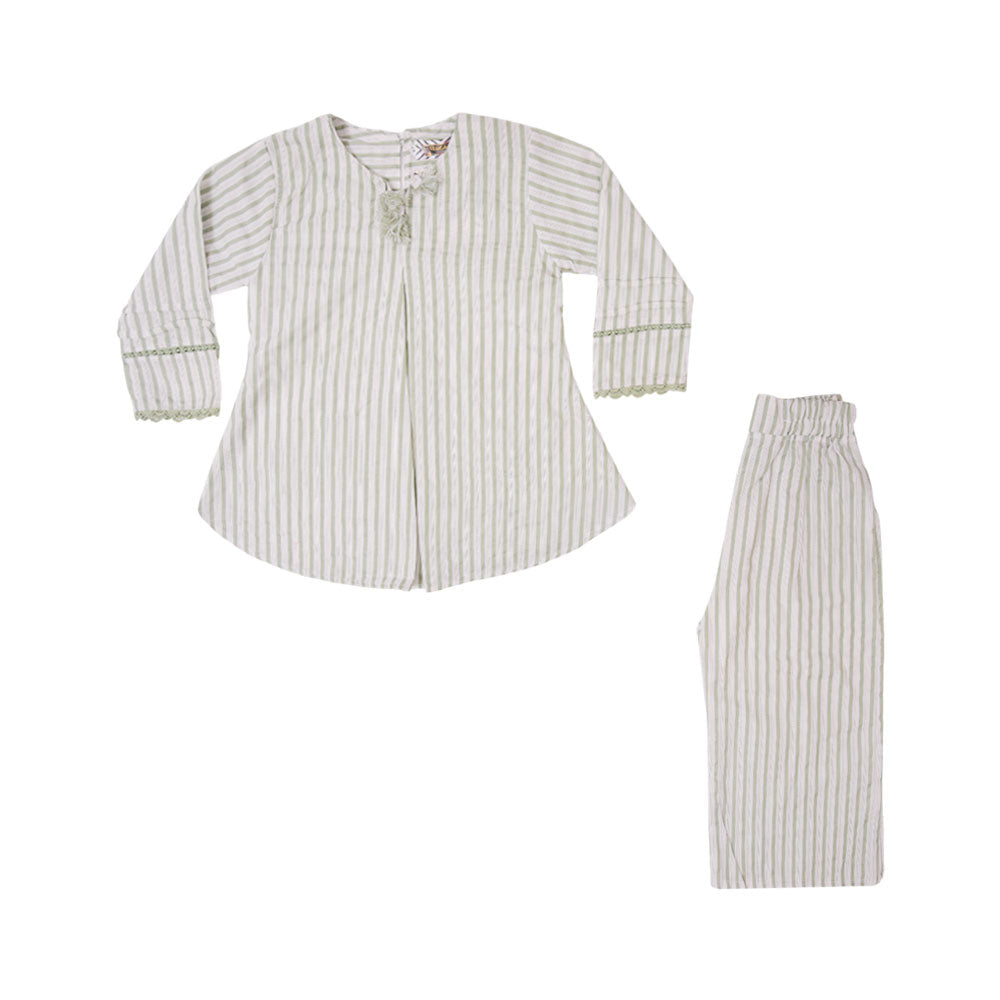 GIRLS 3QTR 2PC BLOUSE SUIT MZS-25 5-6 YEAR 1224
