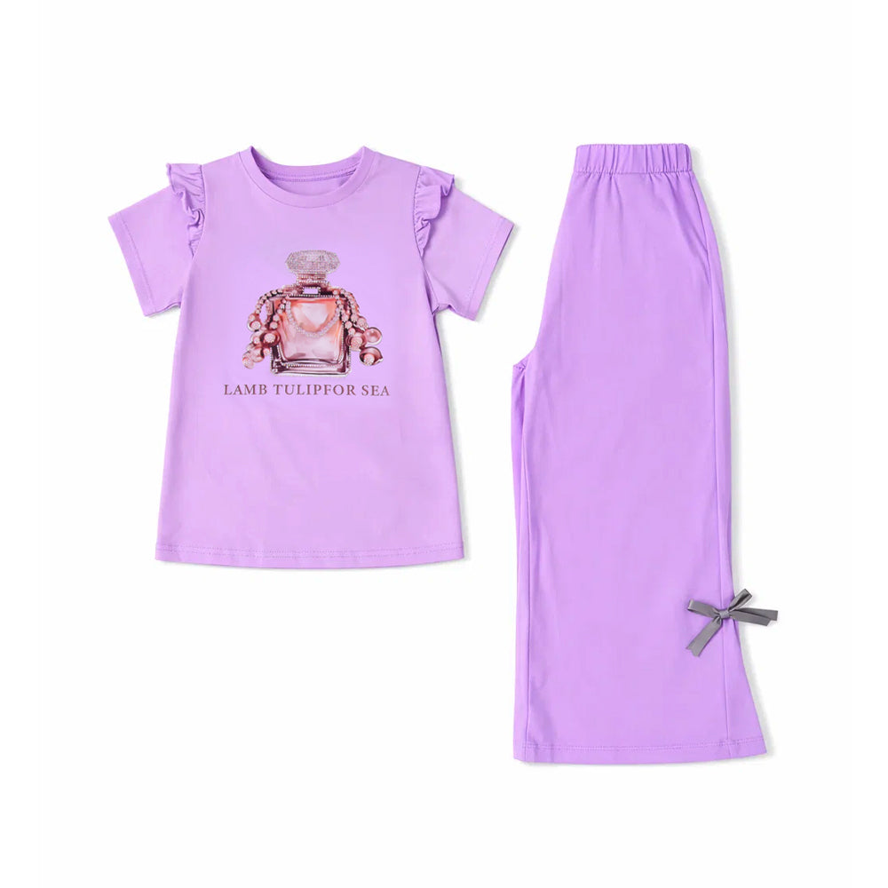 GIRLS S/S 2PC BLOUSE SUIT MZS-25 4-5 YEAR NO11