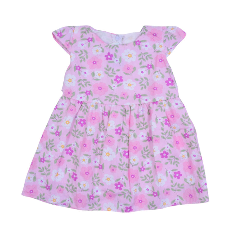 GIRLS CAP SLEEVE PRINTED FROCK MZS-25 4-5 YEAR NO12