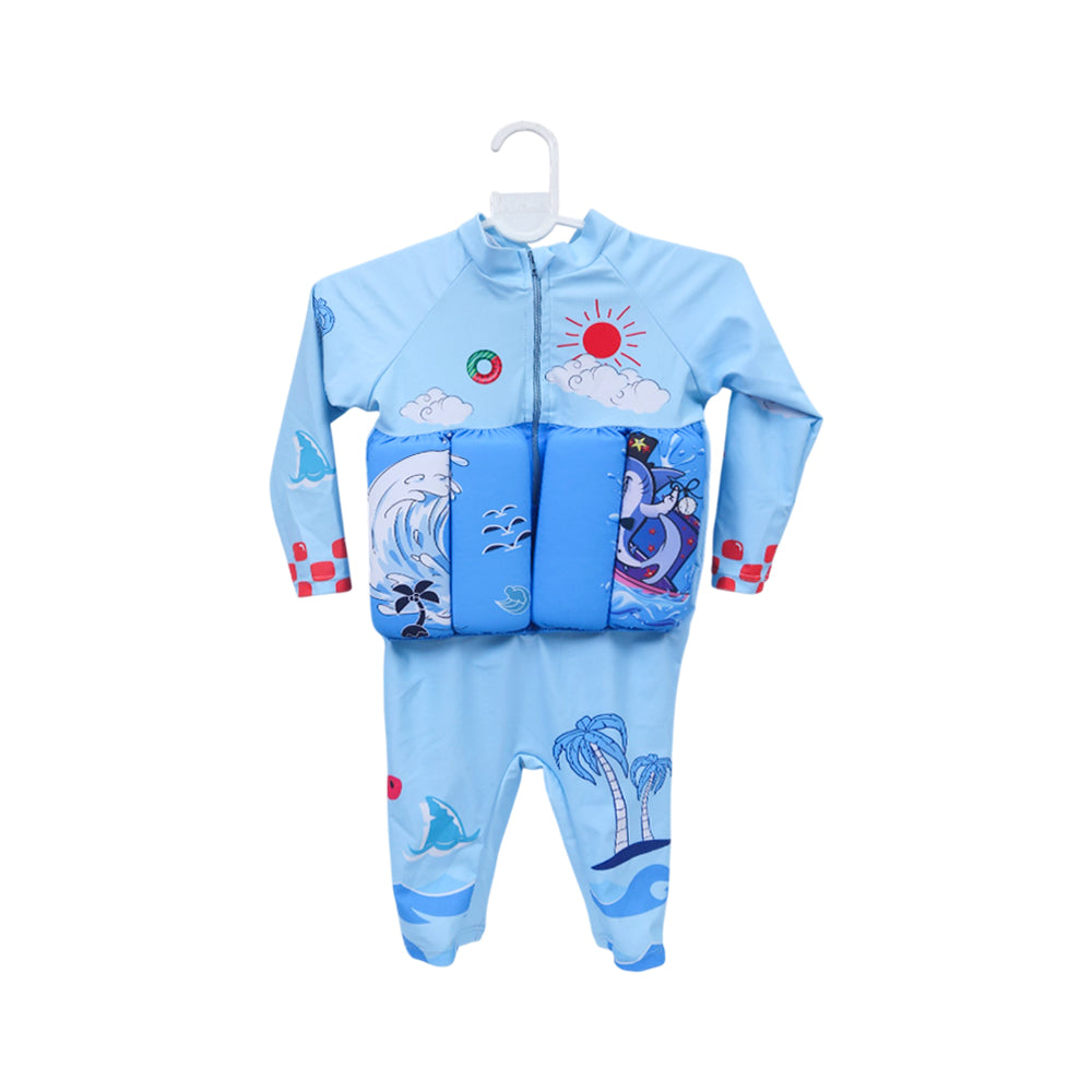 BOYS L/S 2PC SWIMMING COSTUME W-PADDING IR-25 4-5 YEAR 2805