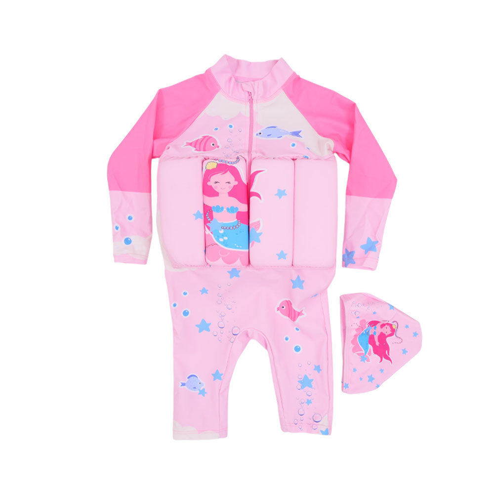 GIRLS L/S 2PC SWIMMING COSTUME W-PADDING IR-25 3-4 YEAR 2805
