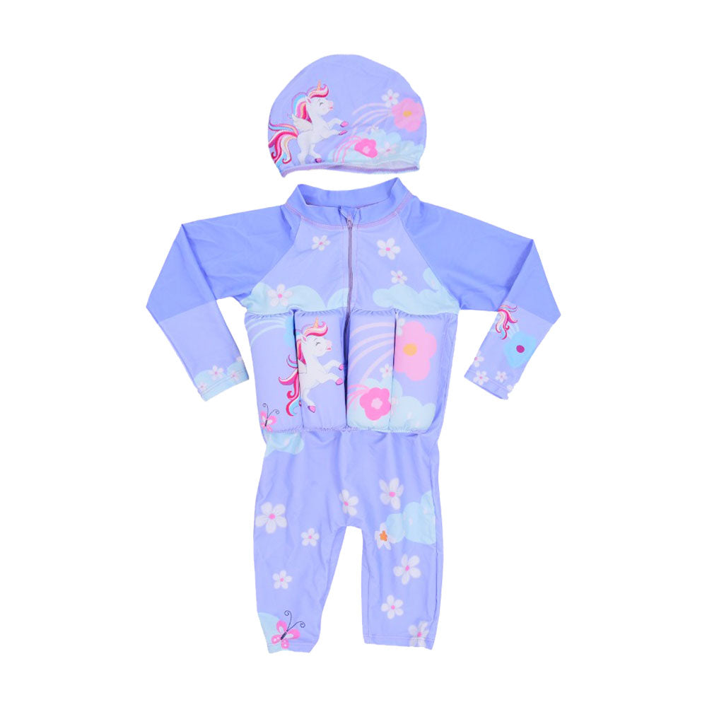 GIRLS L/S 2PC SWIMMING COSTUME W-PADDING IR-25 6-7 YEAR 2805