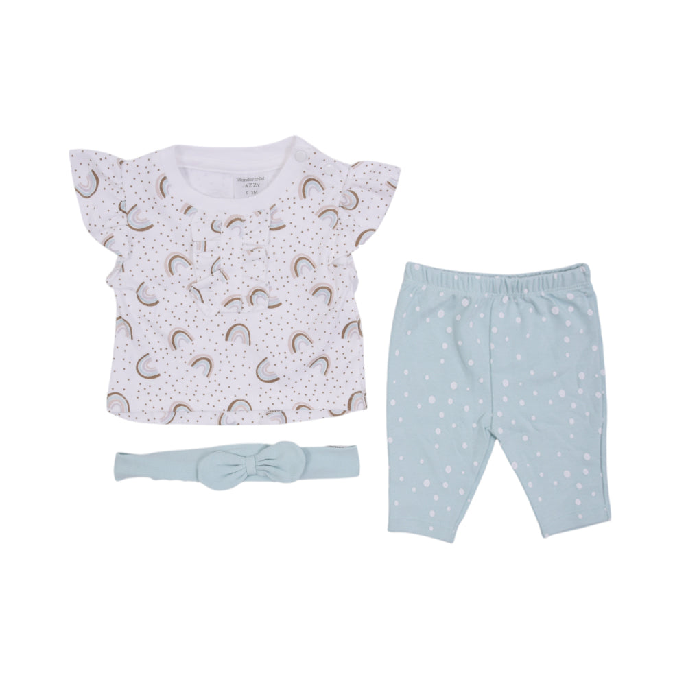 GIRLS CAP SLEEVE 3PC PAJAMA SUIT ORGANIC IRS-25 N.B 244-012