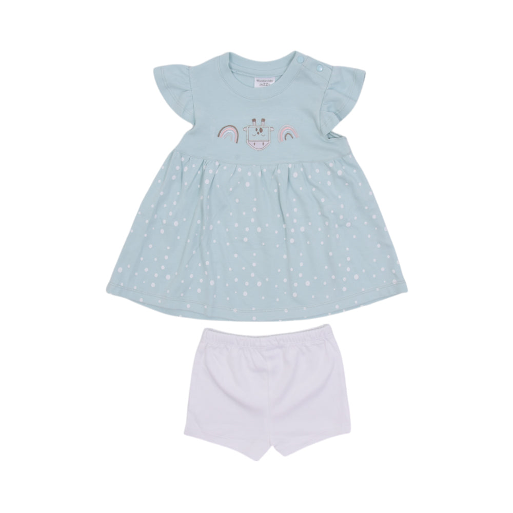 GIRLS CAP SLEEVE 2PC FROCK ORGANIC IRS-25 3-6M 244-014