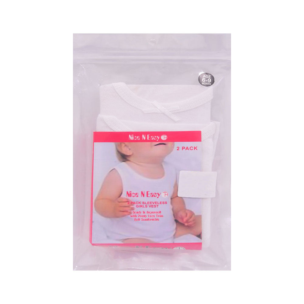GIRLS S/L VEST 2PC PACK NICE & EASY MZS-25 6-9M
